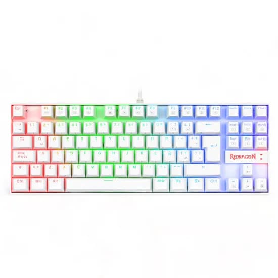 Teclado Gamer Redragon K552W-RGB Kumara com Fio Inglês - Branco