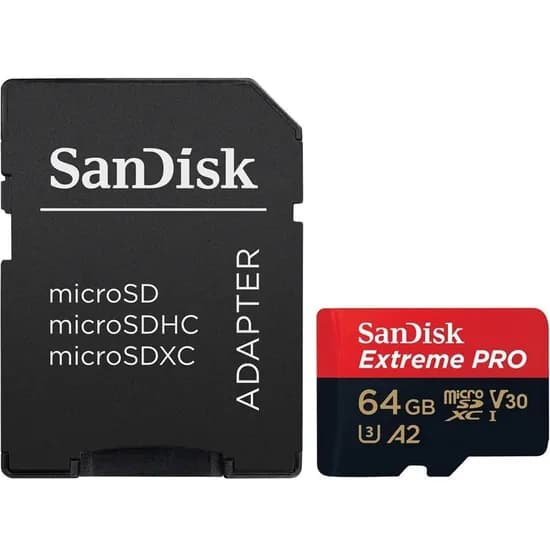 Memória Micro SD Sandisk Extreme Pro 200-90 MB/s U3 com Adaptador de 64 GB