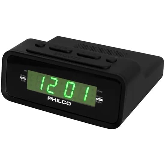 Rádio Relógio Philco PAR1006-GR com FM Bivolt - Preto