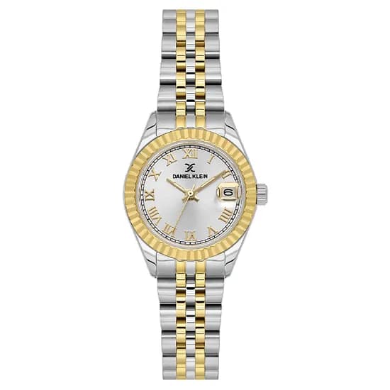 Relogio Analogico Feminino Daniel Klein DK.1.14097-3 Premium Lady / Pulseira de Aço Inoxidável - Prata/Gold