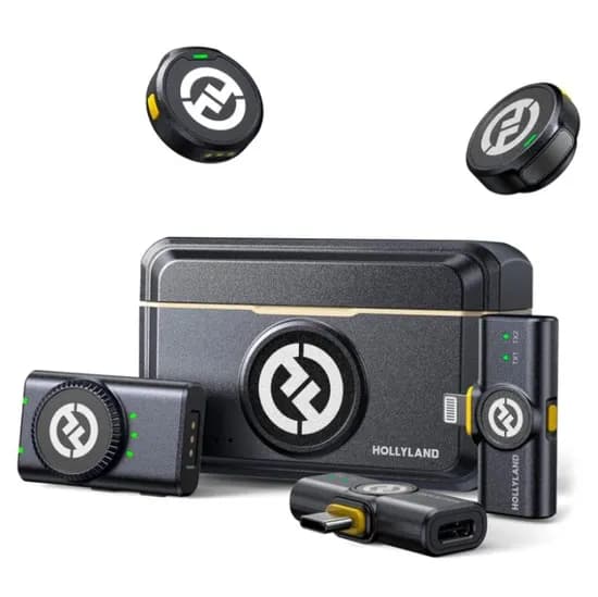 Microfone Lapela Hollyland Lark M2 Combo USB-C e Lighting Sem Fio para Smartphone - Preto