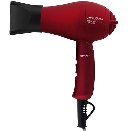 Secador de Cabelo Britania Titanium Travel 750 Watts Bivolt - Vermelho