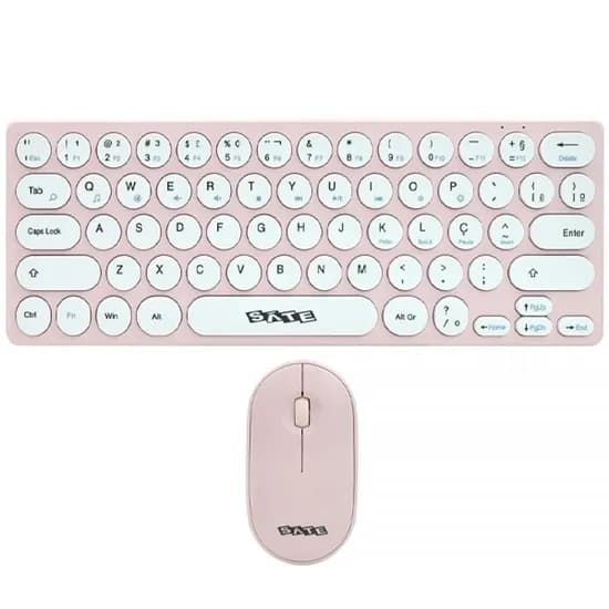 Teclado USB Satellite AK6031G com Mouse Sem Fio Rosa