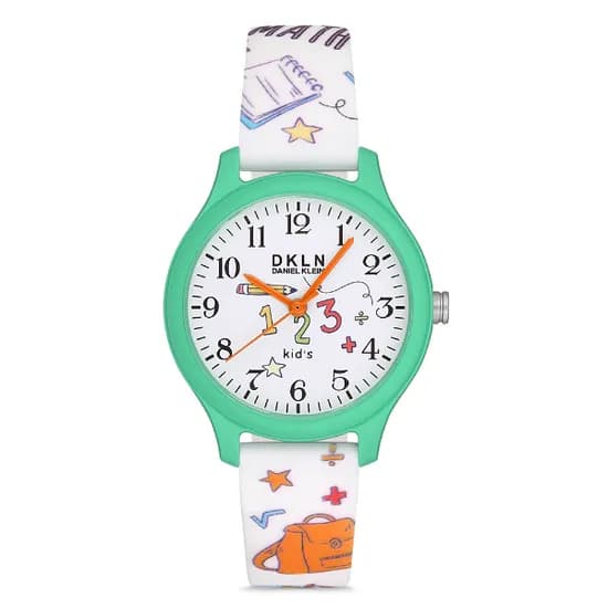 Relogio Analógico para Criança Daniel Klein DK.1.12765-5 DKLN Kids / Pulseira de Silicone - Branco/Verde