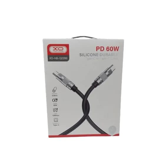 Cabo USB-C/USB-C Xo Q228B Silicone Durable 60W 1,2M - Branco