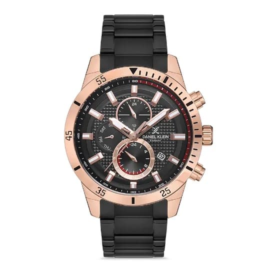 Relógio Analógico Masculino Daniel Klein DK.1.12741-4 Exclusive Gents / Pulseria de Aço Inoxidável - Preto/Rose Gold