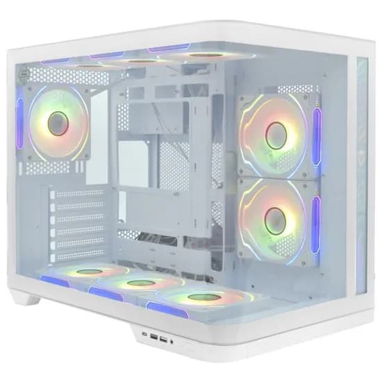 Gabinete Satellite K911 Branco com 9 Coolers ATX/M-ATX/Itx
