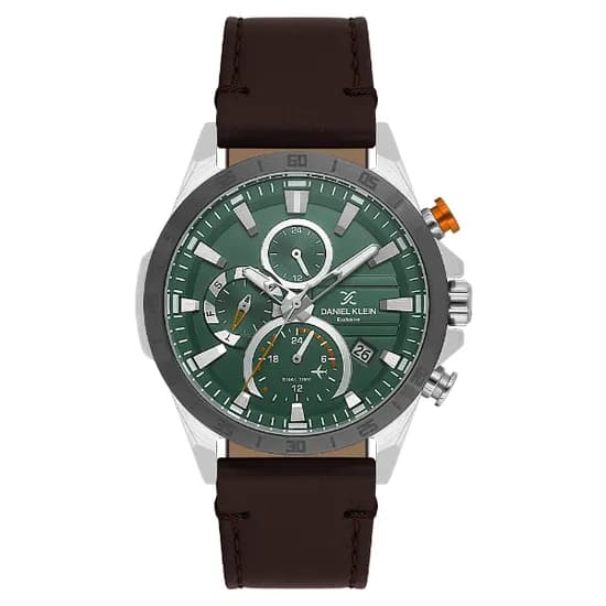 Relogio Analógico Masculino Daniel Klein DK.1.13993-3 Exclusive Gent / Pulseira de Couro - Marrom/Preto/Verde