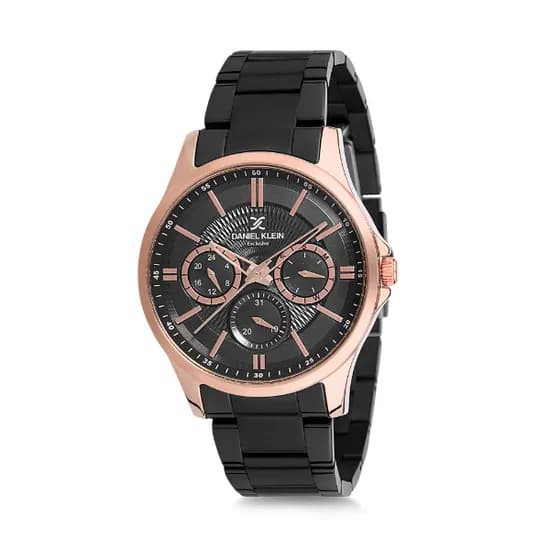 Relógio Analógico Masculino Daniel Klein Exclusive DK12239-6 - Preto e Rosa Ouro