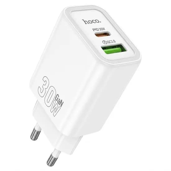 Carregador Hoco N63 USB-A/USB-C 30W Fonte - White