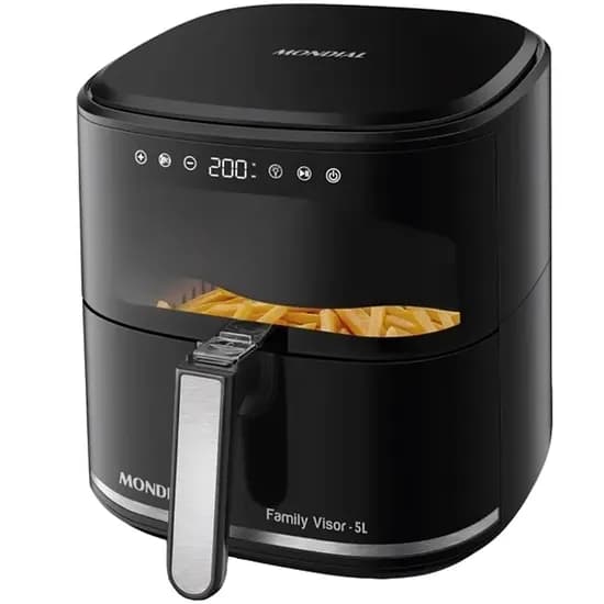 Fritadeira Elétrica Mondial Family Visor AF-50-DV 2.000 Watts 5 Litros 220V ~ 50/60 HZ - Preta/Prata