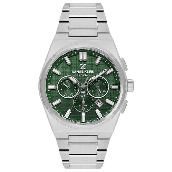 Relogio Analógico Masculino Daniel Klein DK.1.13981-2 Exclusive Gent / Pulseira de Aço Inoxidável - Prata/Verde