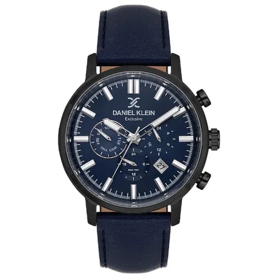 Relogio Analógico Masculino Daniel Klein DK.1.14229-4 Exclusive Gent / Pulseira de Couro - Azul/Preto