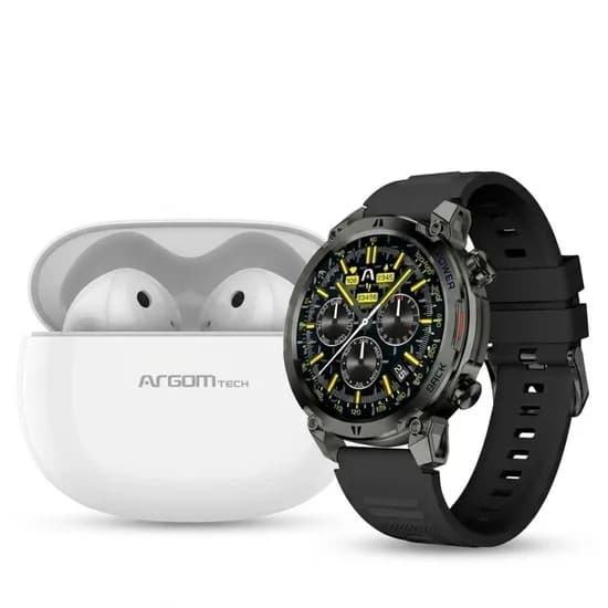 Relogio Smart Argom Skei C70 ARG-WT-6070BK 22MM - Black + Fone de Ouvido E55 Branco