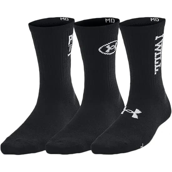Meias Under Armour Masculino Essential Mid Crew M Preto 3 Pares - 1382942-001