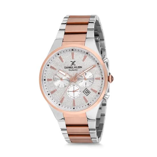 Relógio Analógico Masculino Daniel Klein Exclusive DK12173-4 - Prata e Rosa Ouro