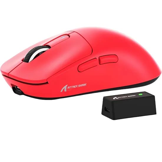 Mouse Gamer Attack Shark X3PRO Dongle 8K Sem Fio - Vermelho