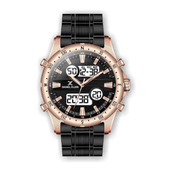 Relógio Analógico-Digital Masculino Daniel Klein D Time DK.1.12329-2 - Preto e Rosa Ouro