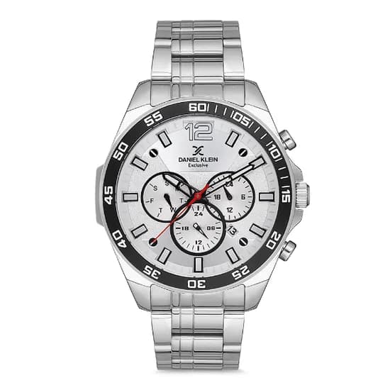 Relogio Analógico Masculino Daniel Klein DK.1.12734-1 Exclusive Gents / Pulseira de Aço Inoxidável - Prata/Preto
