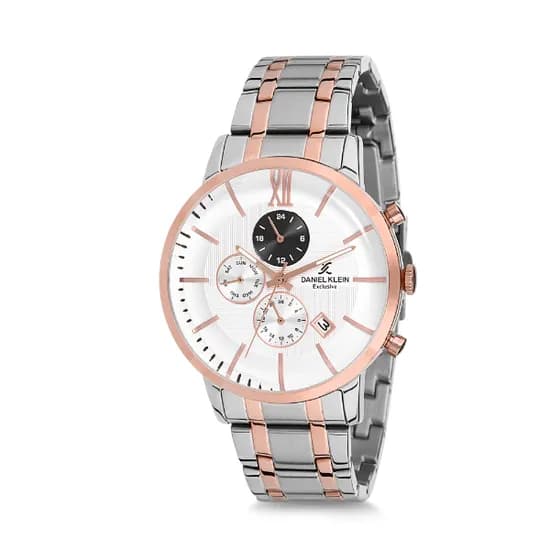 Relógio Analógico Masculino Daniel Klein Exclusive DK12228-4 - Prata e Rosa Ouro