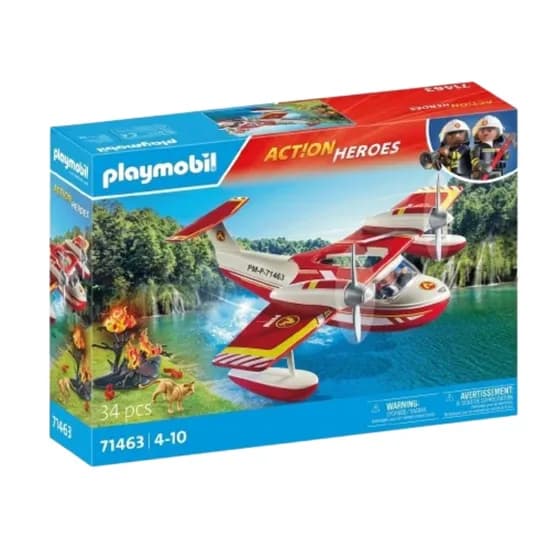 Brinquedo Playmobil Avião de Combate A Incêndios com Função de Extinção