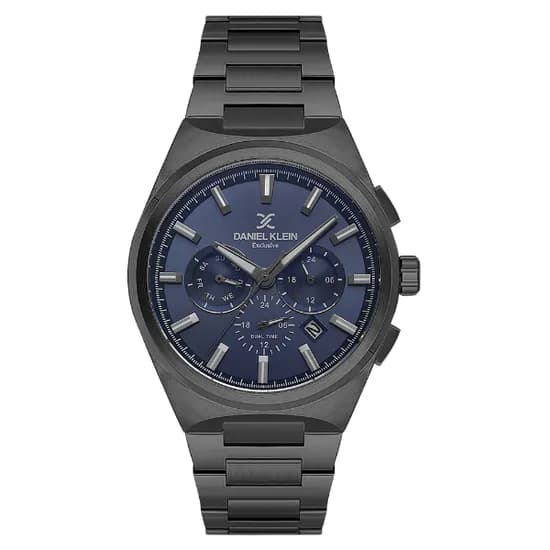 Relogio Analógico Masculino Daniel Klein DK.1.14069-6 Exclusive Gents / Pulseira de Aço Inoxidável - Preto/Azul