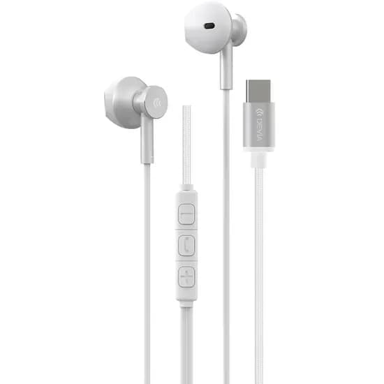 Fone de Ouvido Devia com Cabo Metálico Serie M2 Tipo-C - Silver