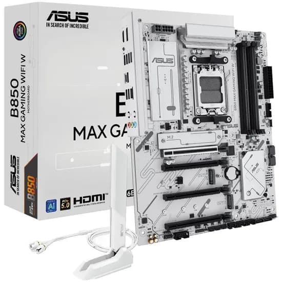 Placa Mãe AMD (AM5) Asus B850 Max Gaming W Wifi White