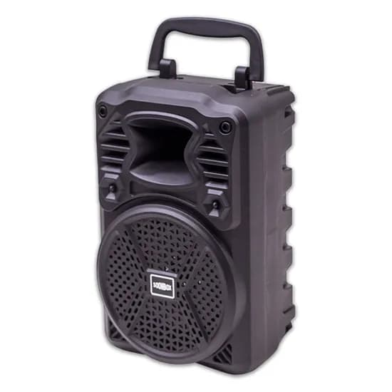 Speaker / Caixa de Som Portatil Soonbox S18 / 4" / com Bluetooth 5.0 / FM Radio / TF Card / Aux / USB / 5W / USB Recarregavel - Preto