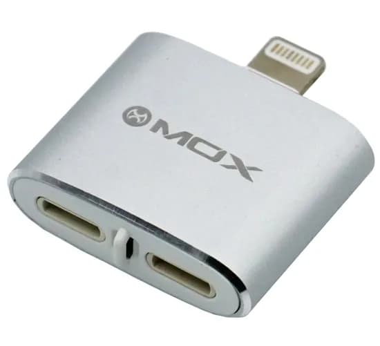 Adaptador de Audio Mox MO-i7 Lightning com 2 Saidas Light USB-C