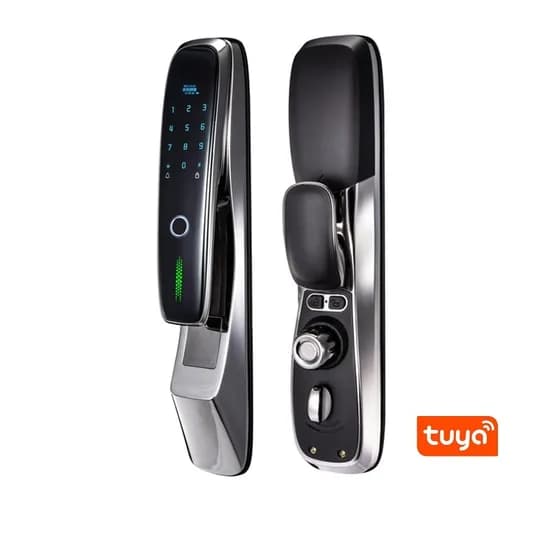 Fechadura Digital S918 Wifi Tuya/Cartão/Chave Cinza