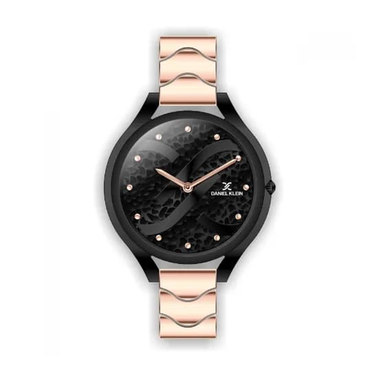 Relógio Analógico Feminino Daniel Klein Premium DK.1.12271-7 - Preto e Rosa Ouro