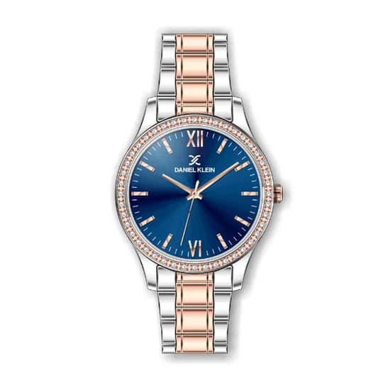 Relógio Analógico Feminino Daniel Klein Premium DK.1.12429-5 - Rosa Ouro e Prata