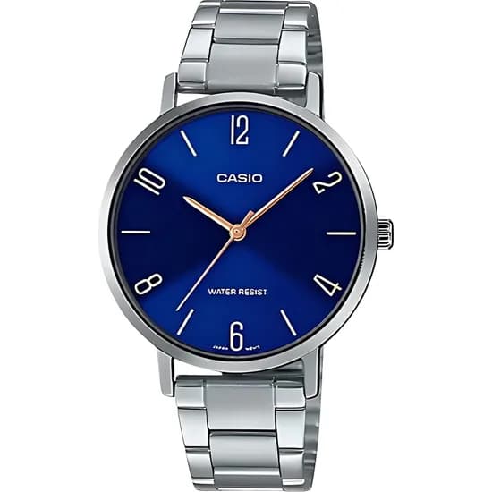 Relógio Casio LTP-VT01D-2B2UDF Analógico Feminino - Prata/Azul