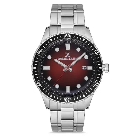 Relogio Analógico Masculino Daniel Klein DK.1.12682-3 Premium Gents / Pulseira de Aço Inoxidável - Prata/Preto/Vermelho