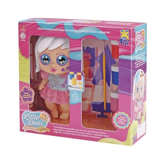Muñeca Divertoys MY Little Dolls Pintar Y Repintar Glitter 8292