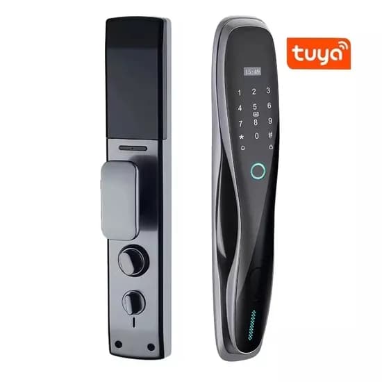 Fechadura Digital S928 Wifi Tuya/Cartão/Chave Cinza