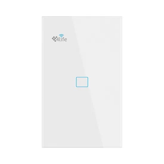 Interruptor de Parede 4LIFE Wi-Fi Smart Wall 1 Gang Light Touch Switch FLT1SWW / com 1 Botão / RF / Compativel com Alexa e Google Home / 100-240V ~50/ 60HZ / App Smart Life - Branco