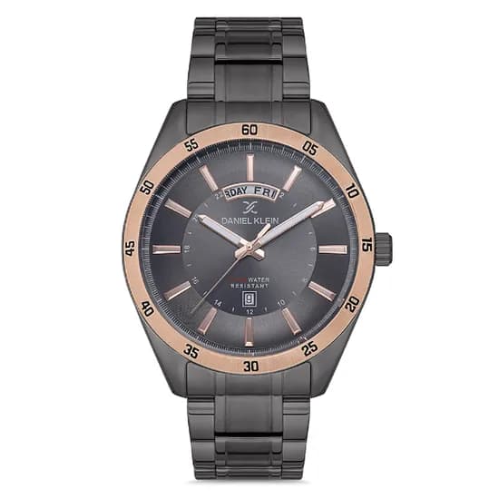 Relogio Analógico Masculino Daniel Klein DK.1.12735-6 Premium Gents / Pulseira de Aço Inoxidável - Preto/Rose Gold