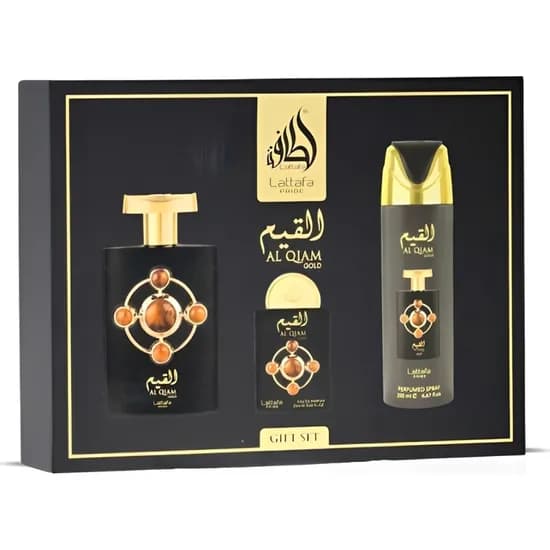 Kit Perfume Lattafa Pride Al Qiam Gold Edp 100ML + Spray 200ML + Miniatura 20ML - Masculino