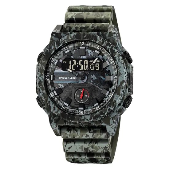 Relogio Digital Masculino Daniel Klein DK.2355-5 Summer 25 / Pulseira de Silicone - Camuflado Verde