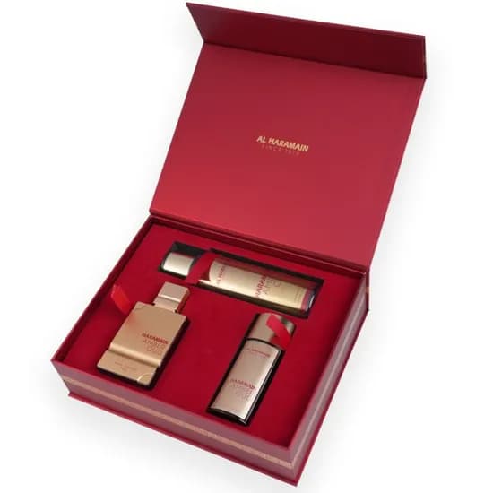 Al Haramain Amber Oud Ruby Edition Gift Set (Edp 75ML + Edp 30ML + Fra