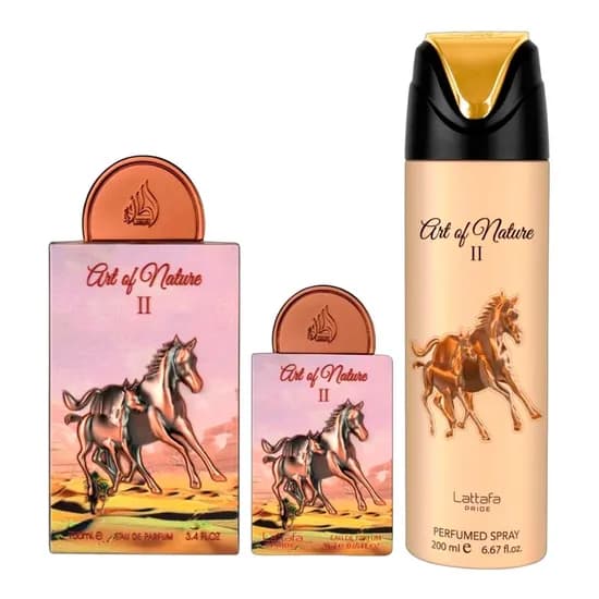 Kit Lattafa Pride Art Of Nature II - 3 Em 1 - Perfume Edp 100ML + Perfume Edp 20ML+ Desodorante 200ML
