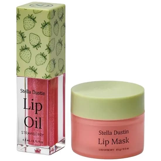 Kit Stella Dustin Lip Oil 4.5 ML + Máscara Labial Strawberry 15 G