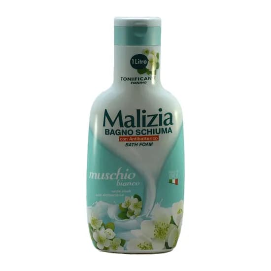 Sabonete Liquido Malizia Bagno Schiuma Almíscar Branco com Antibacteriano 1L