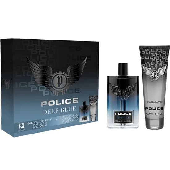 Kit Perfume Police Deep Blue Edt 100ML + Gel de Banho 100ML - Masculino 2 Peças