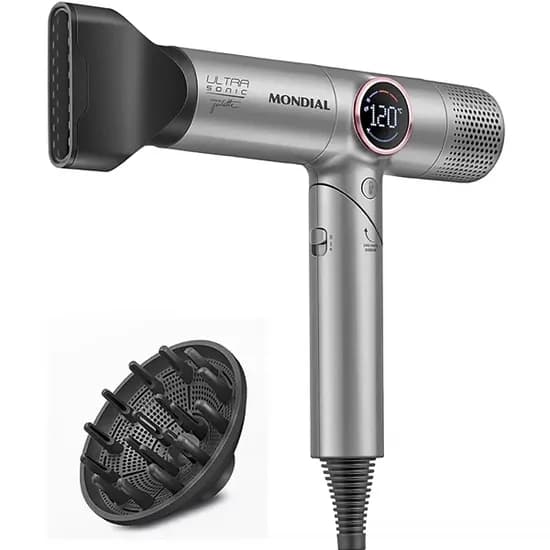 Secador de Cabelo Mondial Juliette Ultra Sonic SCP-JU-04-US 1.600 Watts 220 V ~ 50/60 HZ - Cinza