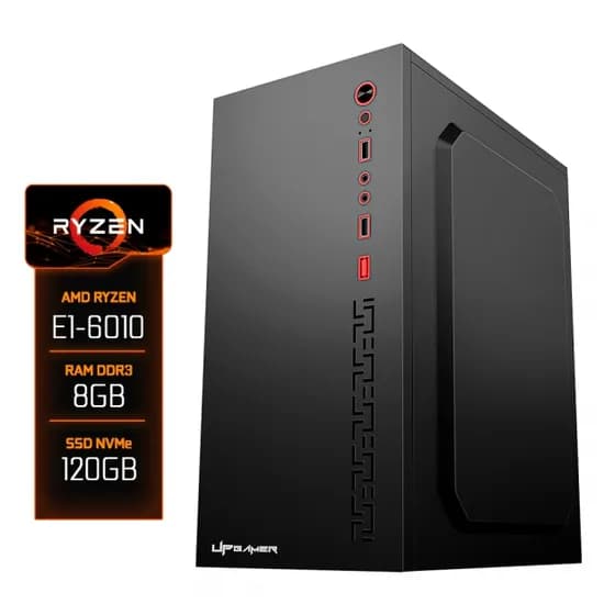 PC Montado Prime, AMD Ryzen E1-6010, 8GB DDR3 1600MHZ, SSD 120GB, Placa Mãe A68N-2100K, Fonte 230W