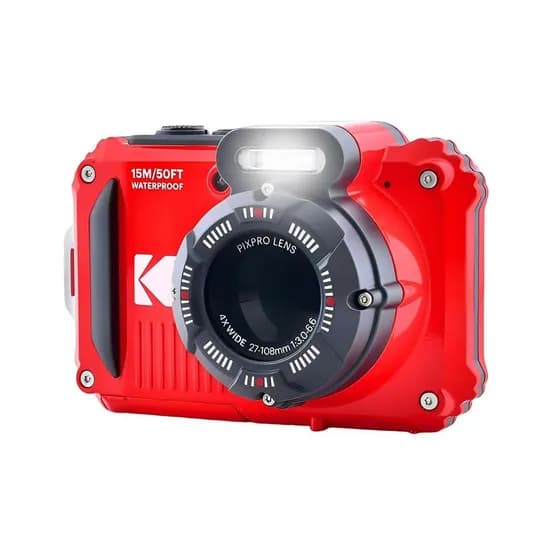 Câmera Digital Kodak Pixpro WPZ2 - 16MP - 4X Zoom - com 2X Baterias + Cartão de Memória 16GB - Vermelho
