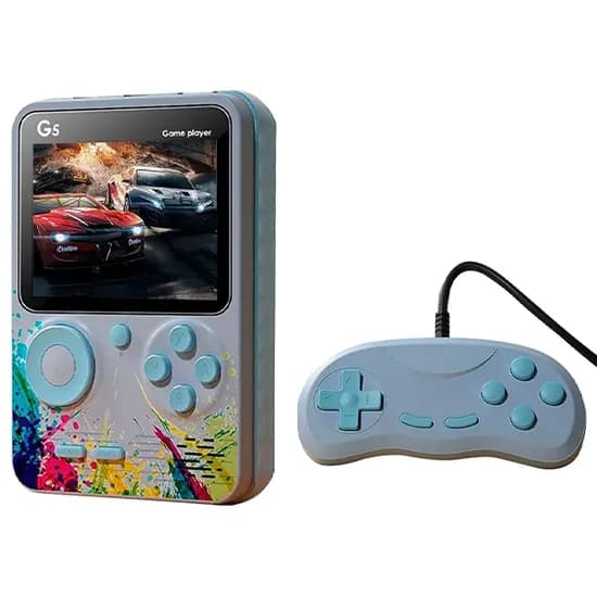 Console Portátil Game Box G5 de 3" com 500 Jogos - Cinza/Azul + Controle (Inglês/Chinês)